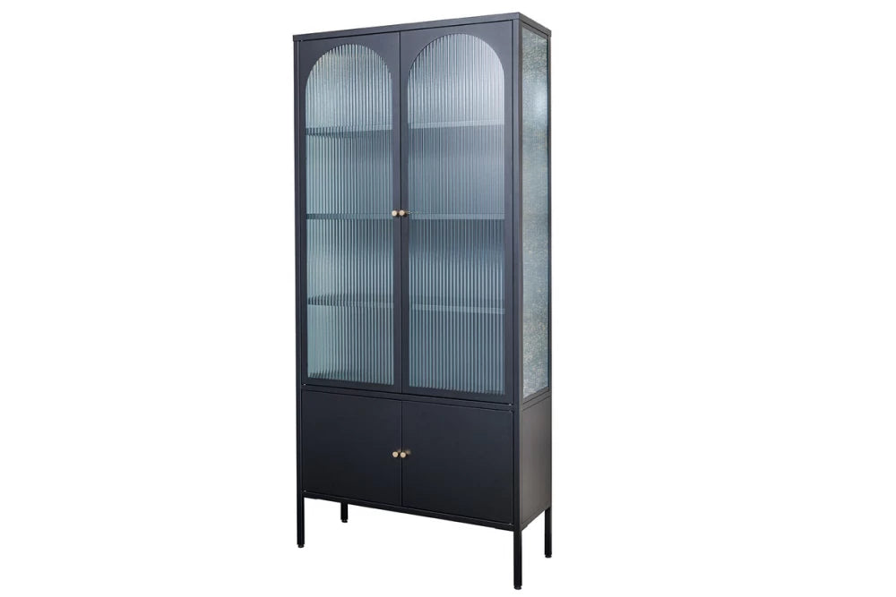 Dulap din Metal Negru si Metal/Sticla Negru/Transparent L80xH180cm PARIS