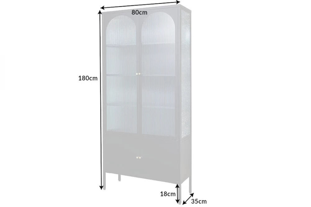 Dulap din Metal Negru si Metal/Sticla Negru/Transparent L80xH180cm PARIS