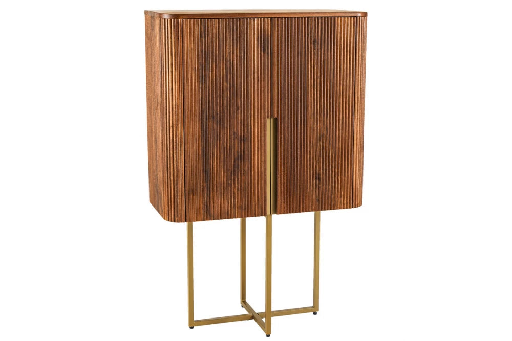 Dulap din Lemn de mango Maro si Metal Auriu L80xH125cm GATSBY