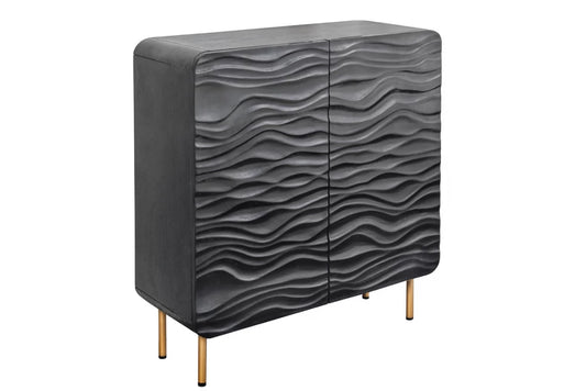 Dulap din Lemn de mango Maro si Metal Auriu L100xH120cm WAVE
