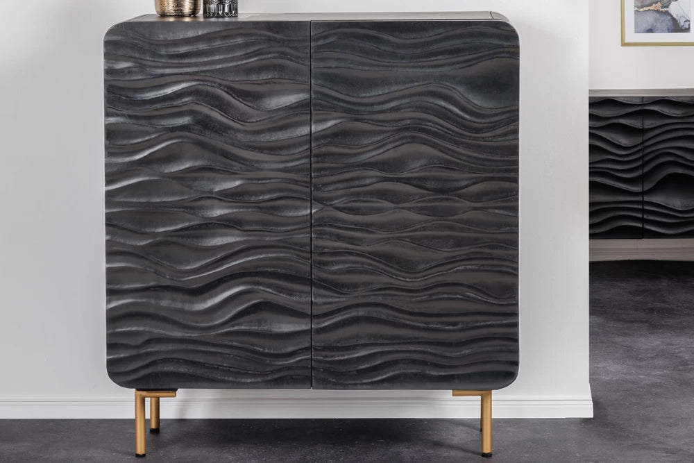Dulap din Lemn de mango Maro si Metal Auriu L100xH120cm WAVE