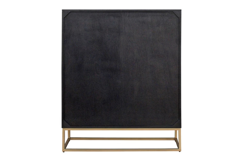 Dulap din Lemn de mango Negru si Metal Auriu L100xH120cm ILLUSION