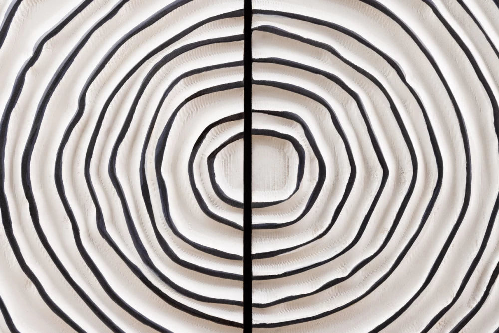 Dulap din Lemn de mango Alb/Negru si Metal Negru L100xH120cm ZEN CIRCLE