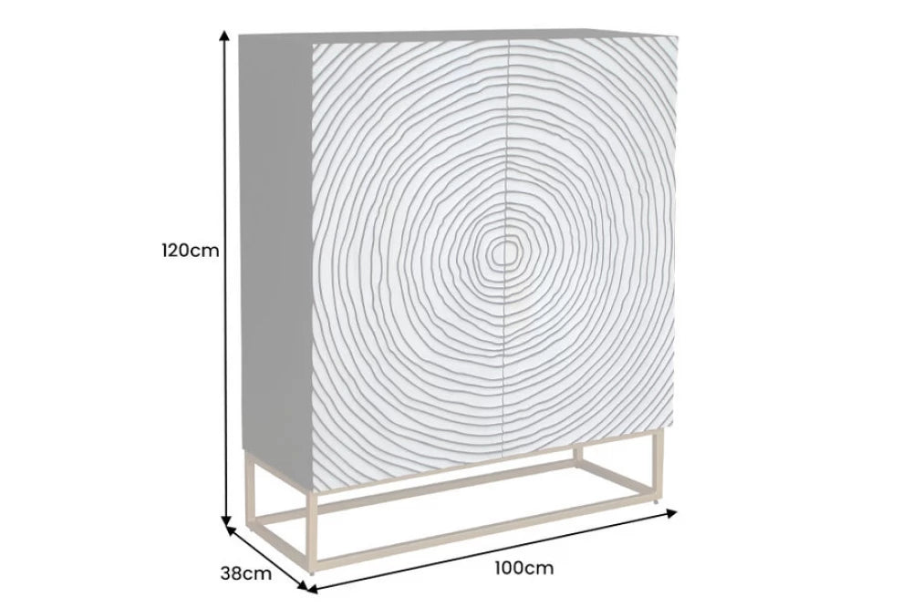 Dulap din Lemn de mango Alb/Negru si Metal Negru L100xH120cm ZEN CIRCLE