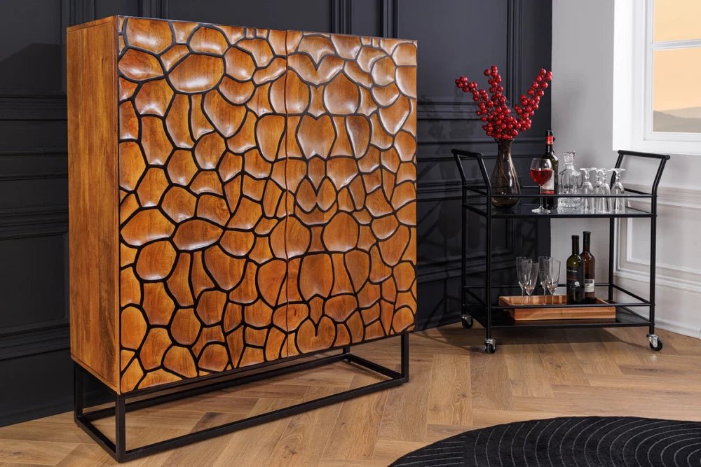 Dulap din Lemn de mango Maro si Metal Negru L100xH120cm VULCANO