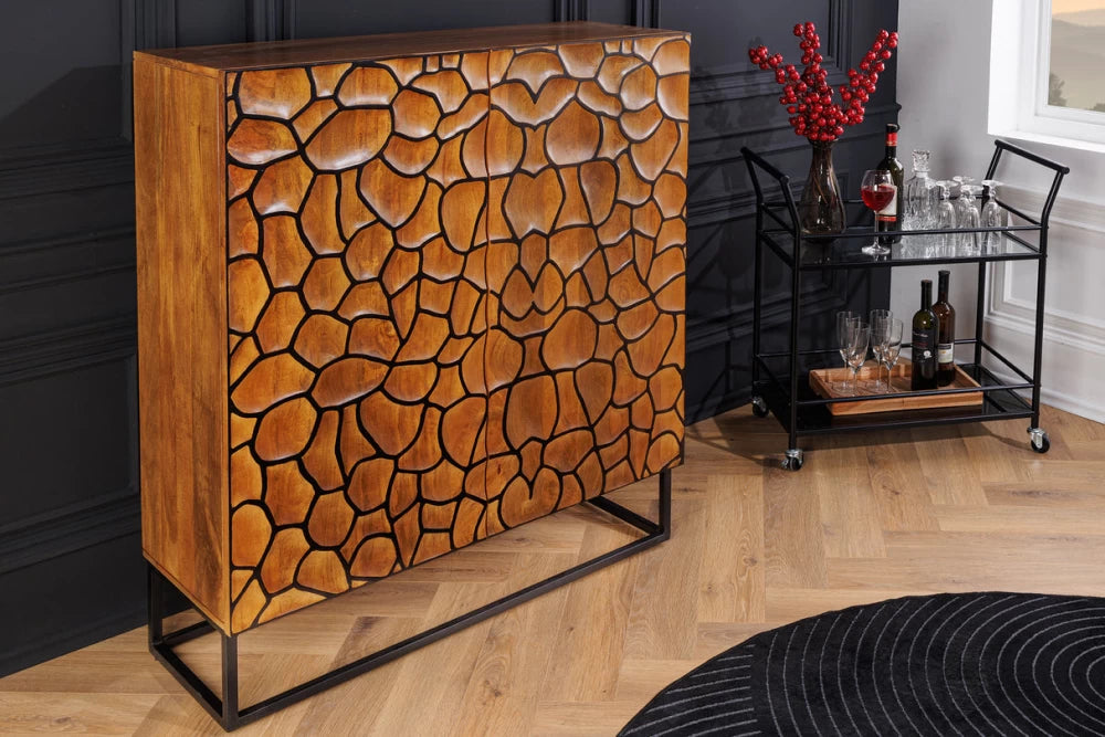 Dulap din Lemn de mango Maro si Metal Negru L100xH120cm VULCANO