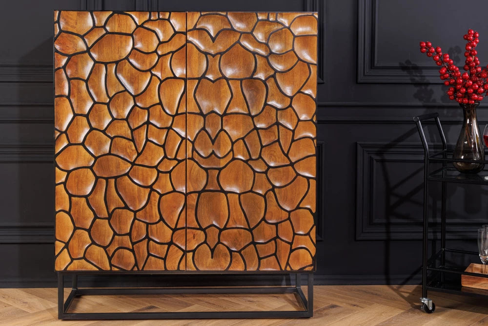 Dulap din Lemn de mango Maro si Metal Negru L100xH120cm VULCANO