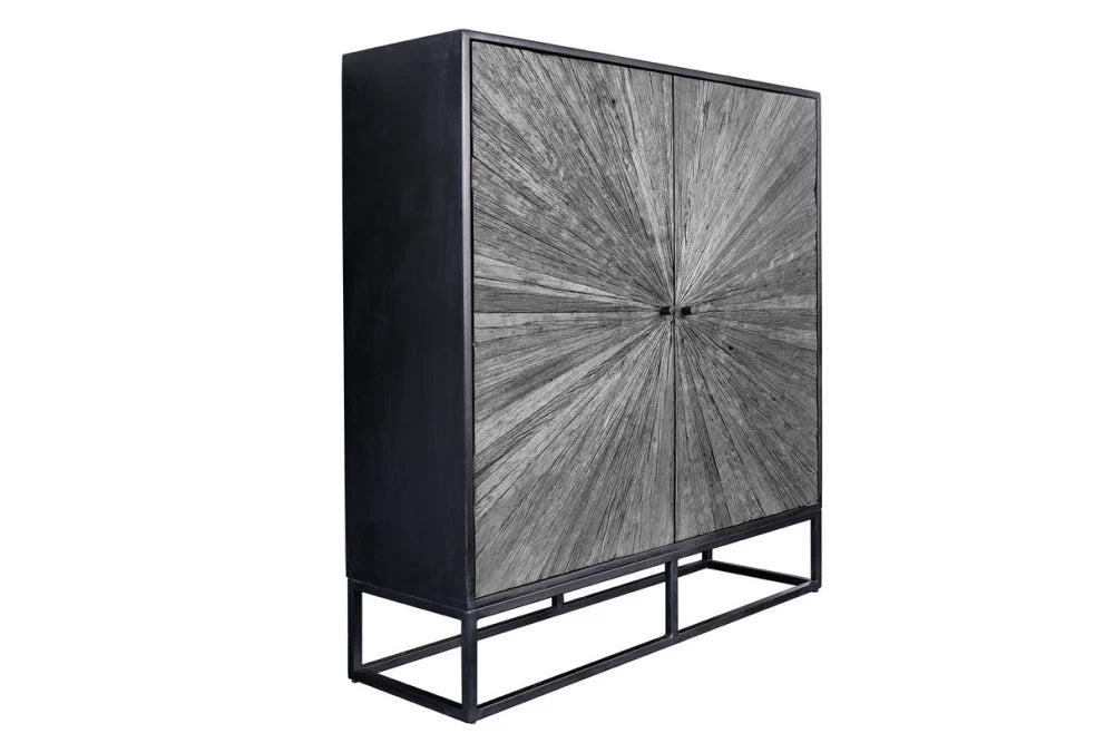 Dulap din Lemn de mango Negru si Metal Negru L100xH120cm BARRACUDA