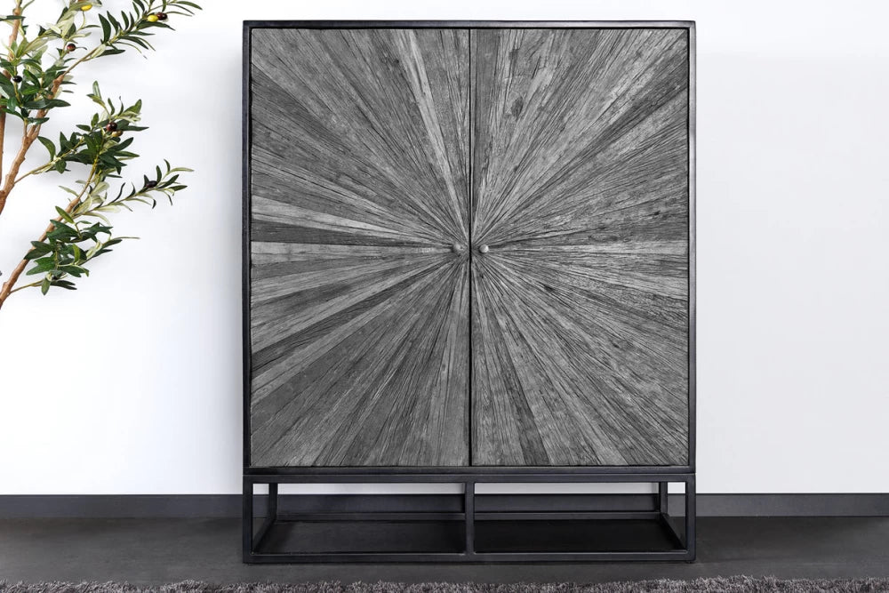 Dulap din Lemn de mango Negru si Metal Negru L100xH120cm BARRACUDA