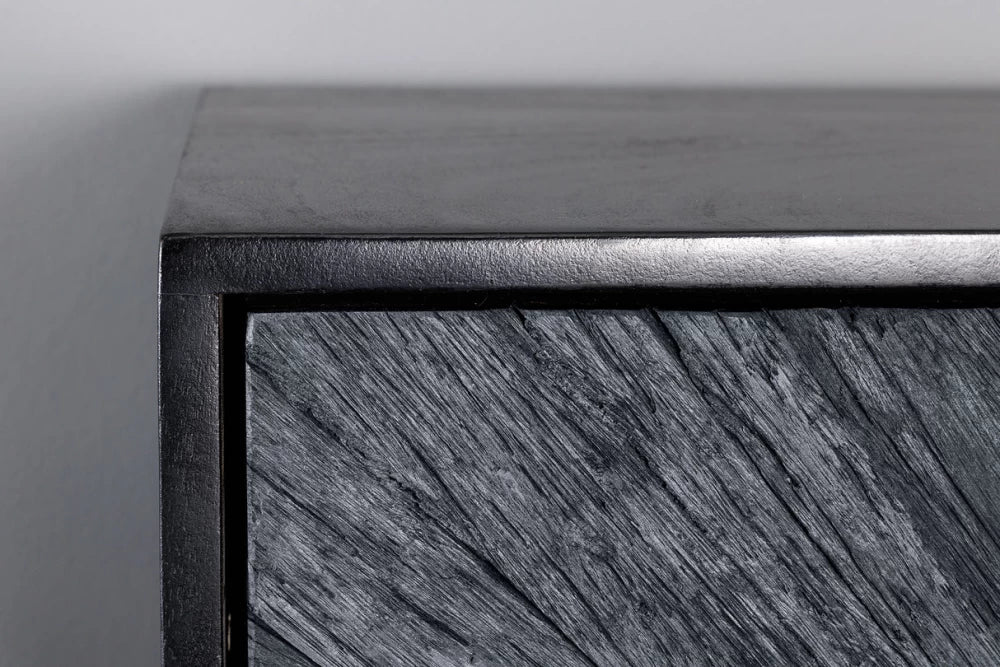 Dulap din Lemn de mango Negru si Metal Negru L100xH120cm BARRACUDA
