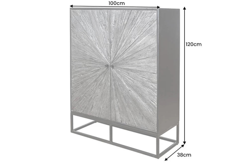 Dulap din Lemn de mango/Lemn de tec Negru/Maro si Metal Negru L100xH120cm BARRACUDA