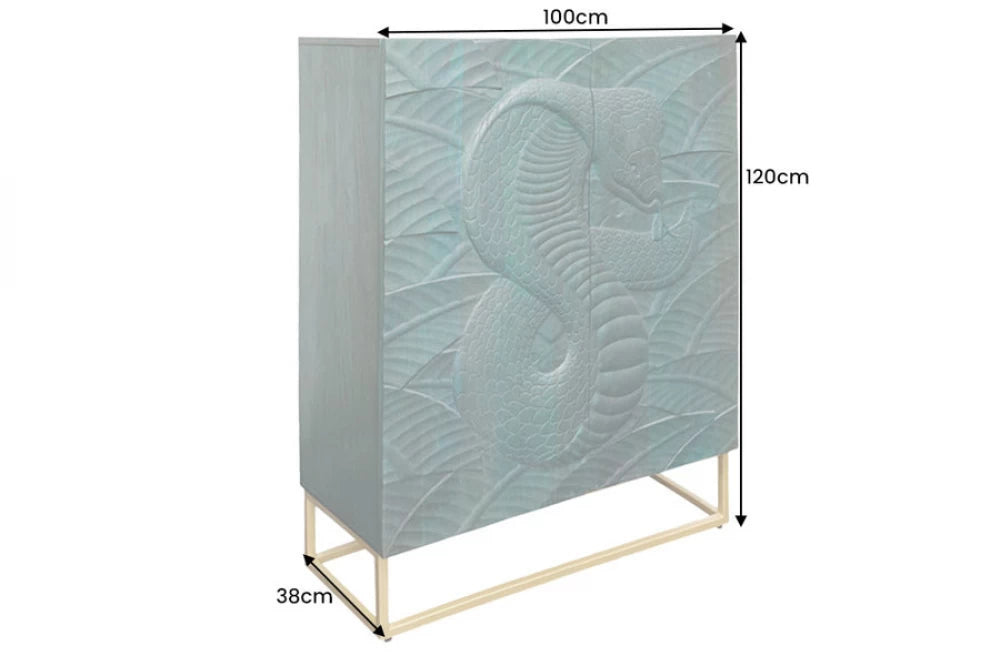 Dulap din Lemn de mango Turcoaz si Metal Auriu L100xH120cm SNAKE
