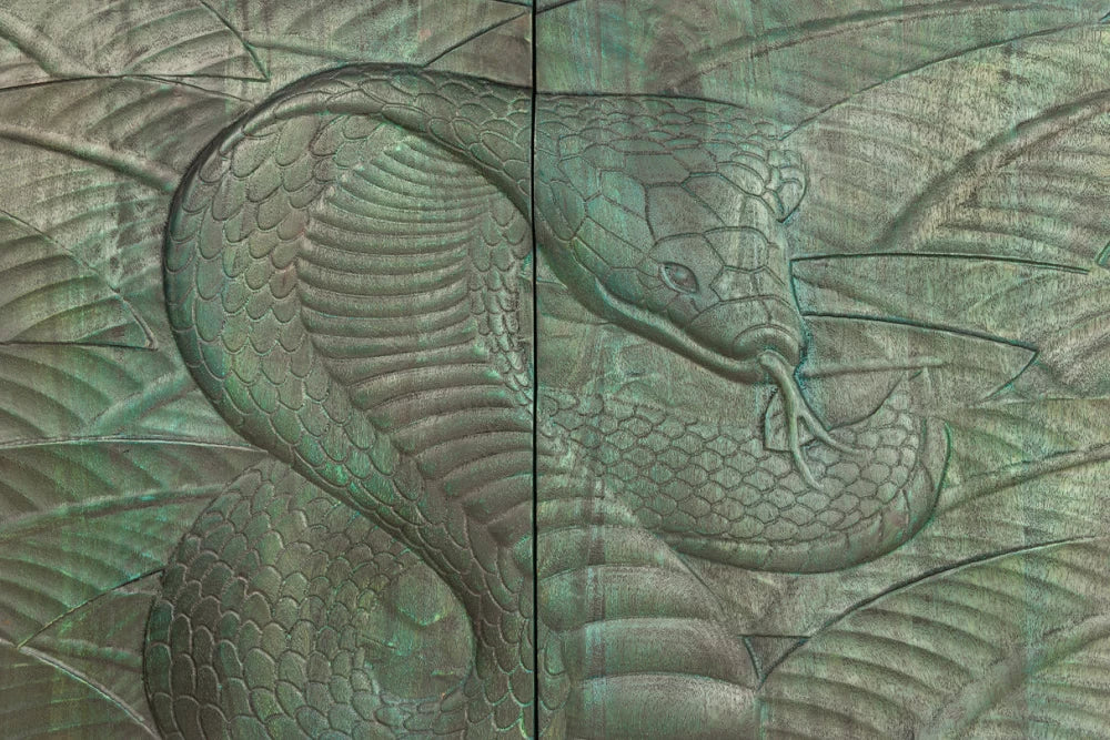 Dulap din Lemn de mango Turcoaz si Metal Auriu L100xH120cm SNAKE
