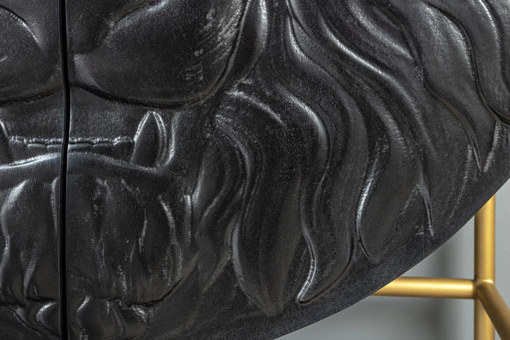 Dulap din Lemn de mango Negru si Metal Auriu L100xH140cm LION
