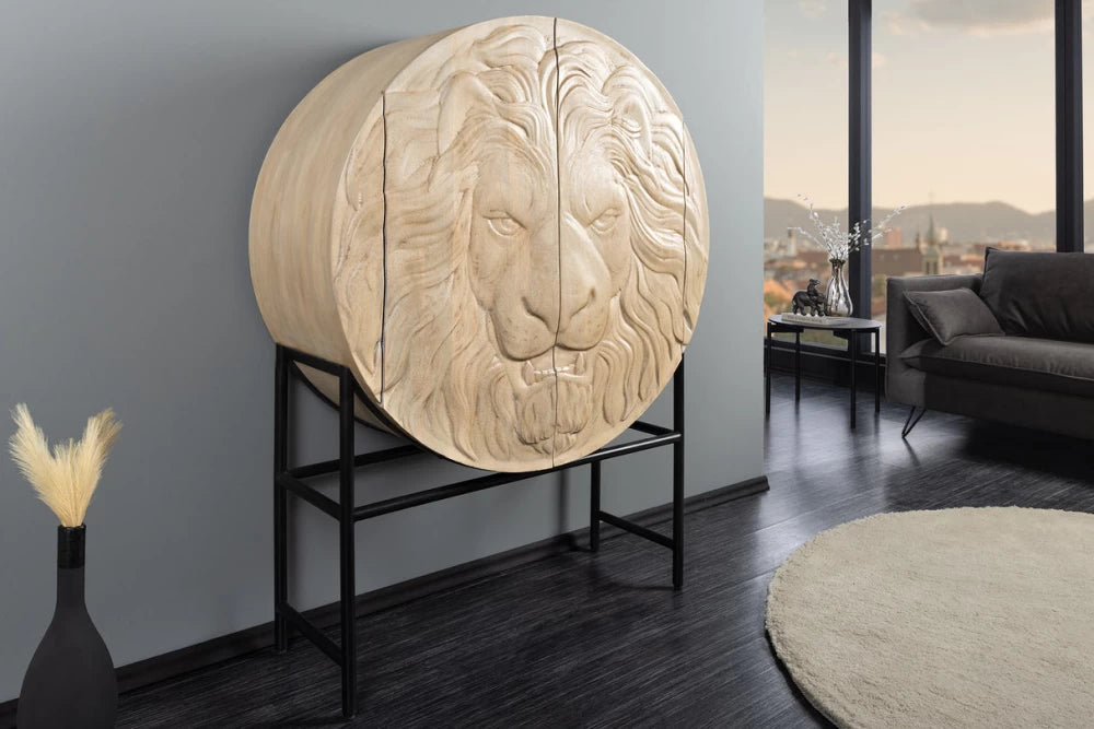 Dulap din Lemn de mango Maro deschis si Metal Negru L100xH140cm LION