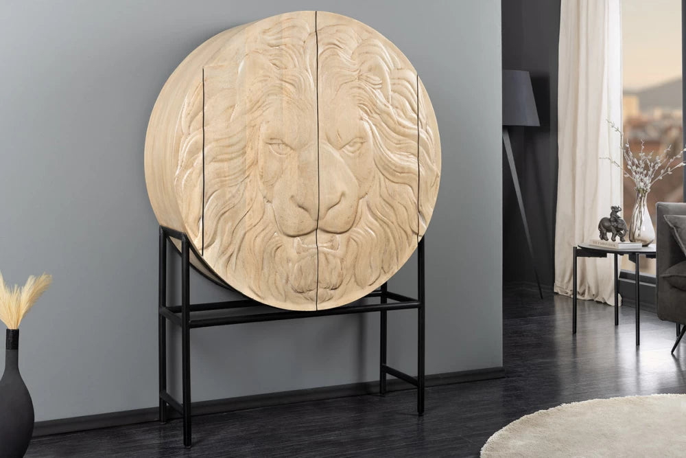 Dulap din Lemn de mango Maro deschis si Metal Negru L100xH140cm LION