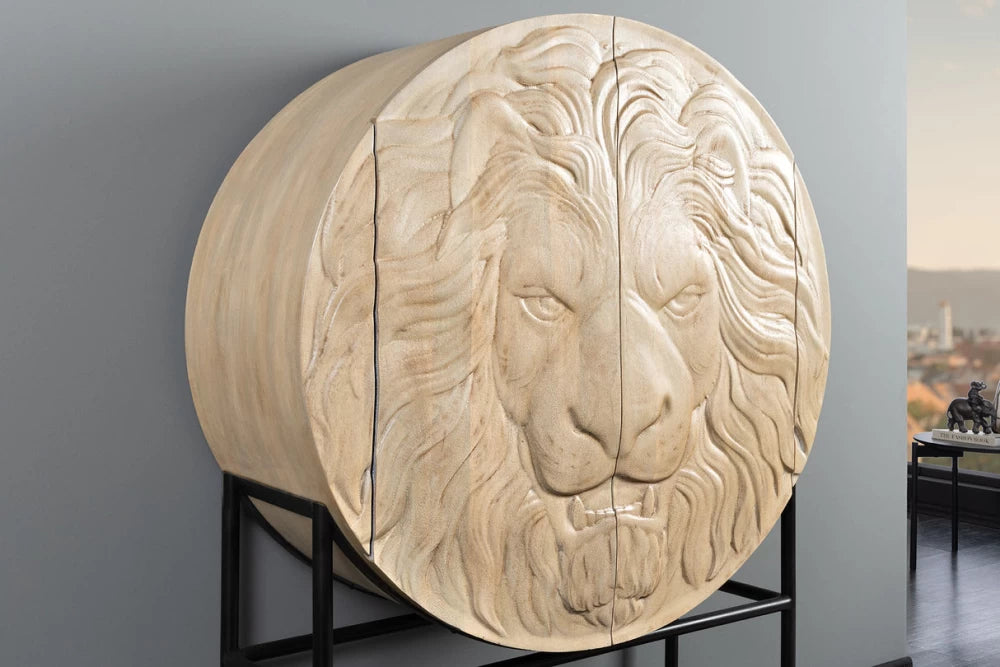Dulap din Lemn de mango Maro deschis si Metal Negru L100xH140cm LION