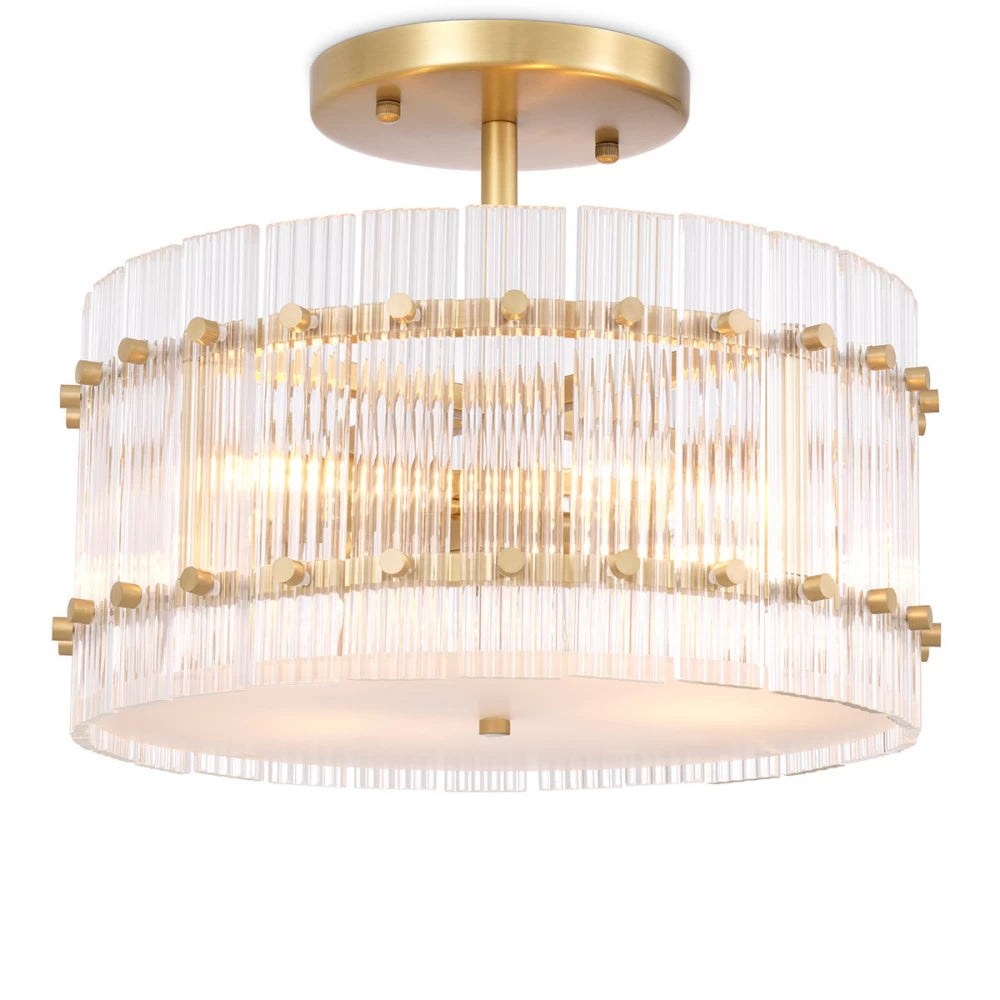 Plafoniera din Metal Alama si Sticla Transparenta H22xD45cm Ruby Eichholtz