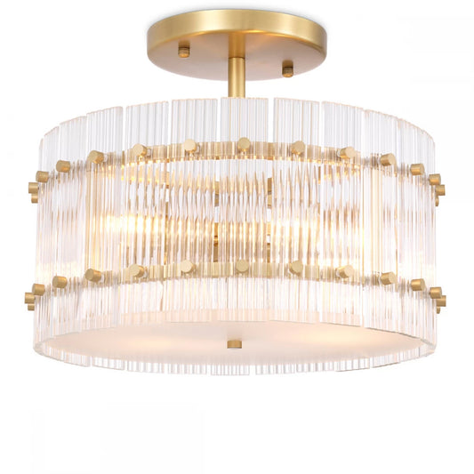 Plafoniera din Metal Alama si Sticla Transparenta H22xD45cm Ruby Eichholtz