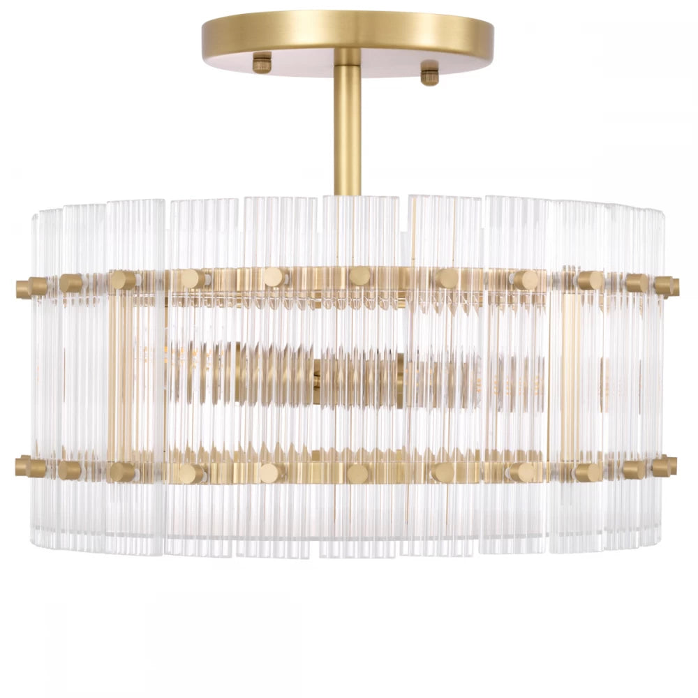 Plafoniera din Metal Alama si Sticla Transparenta H22xD45cm Ruby Eichholtz