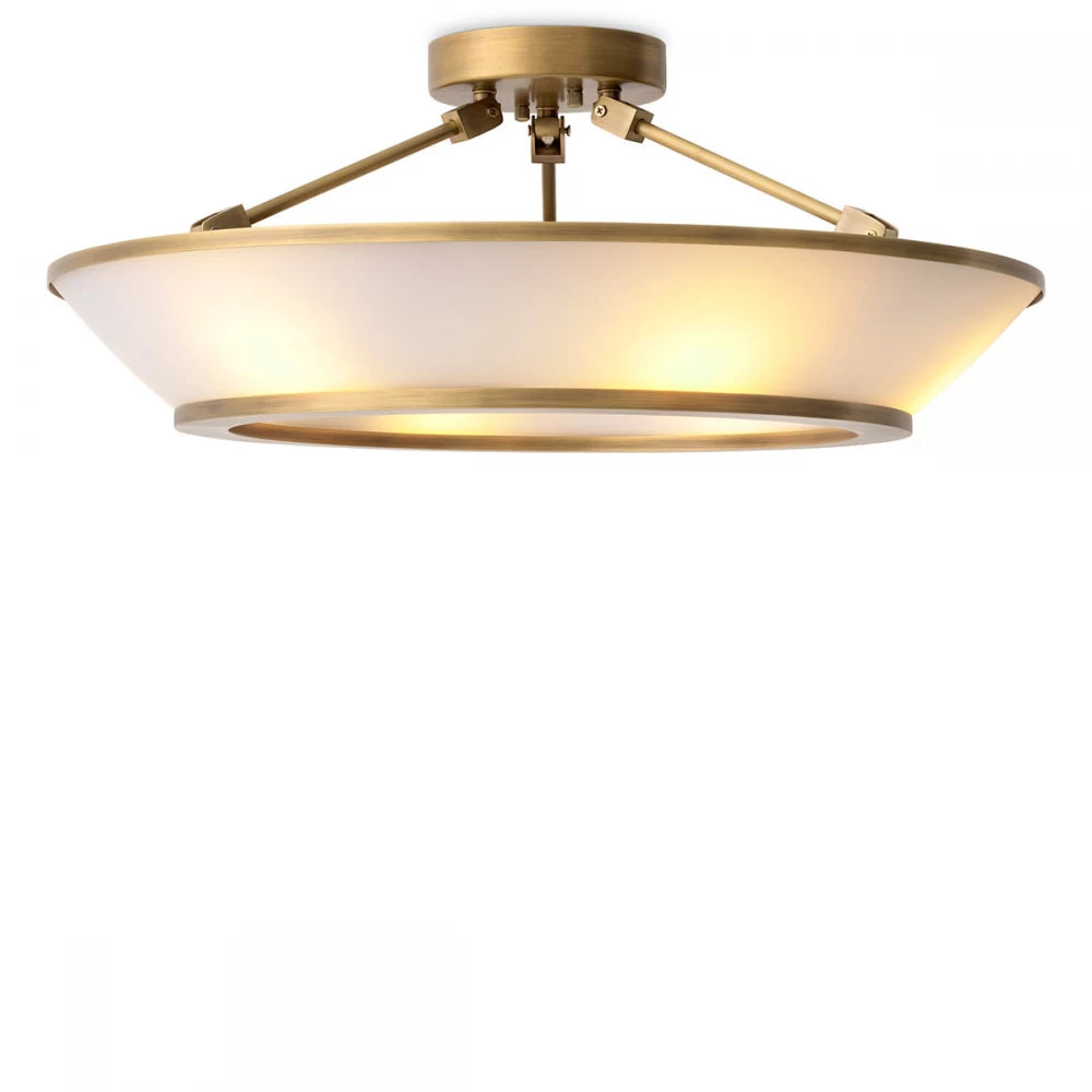 Plafoniera din Metal Alama si Sticla Alba H21.5xD61cm Ferette Eichholtz