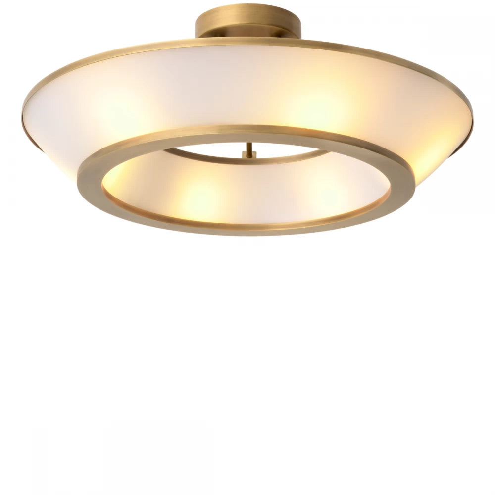 Plafoniera din Metal Alama si Sticla Alba H21.5xD61cm Ferette Eichholtz