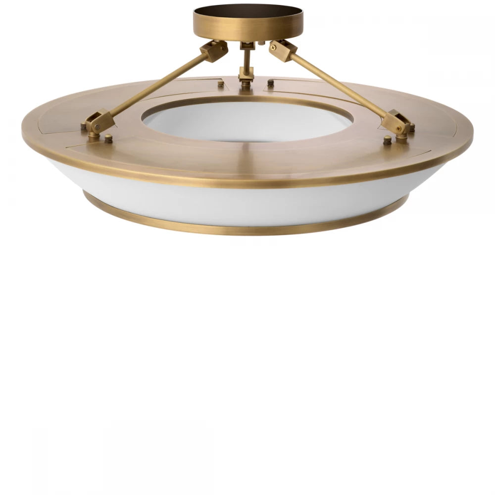 Plafoniera din Metal Alama si Sticla Alba H21.5xD61cm Ferette Eichholtz