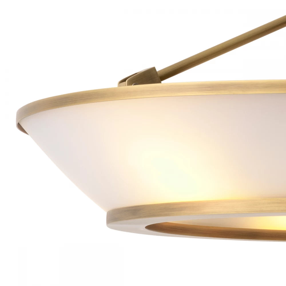 Plafoniera din Metal Alama si Sticla Alba H21.5xD61cm Ferette Eichholtz