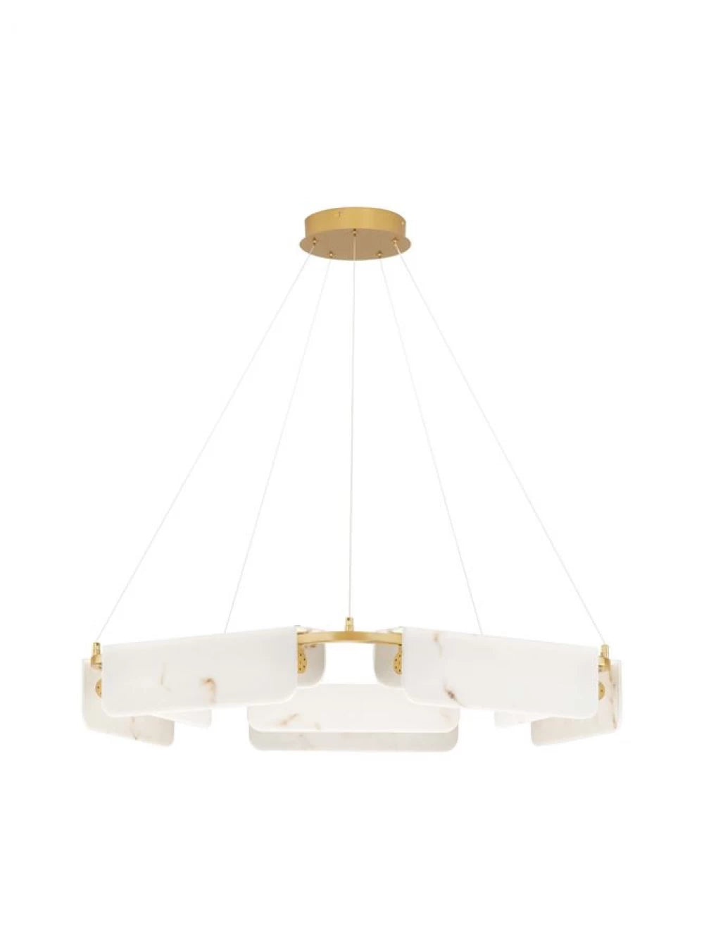 Lustra din Metal Alama si Marmura artificiala Alb H130xD93cm IP20 45W 2707lm 3000k Aider