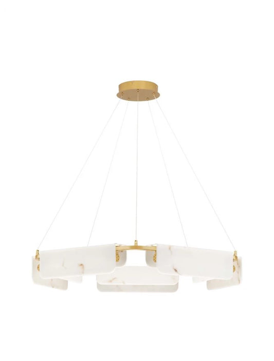 Lustra din Metal Alama si Marmura artificiala Alb H130xD93cm IP20 45W 2707lm 3000k Aider