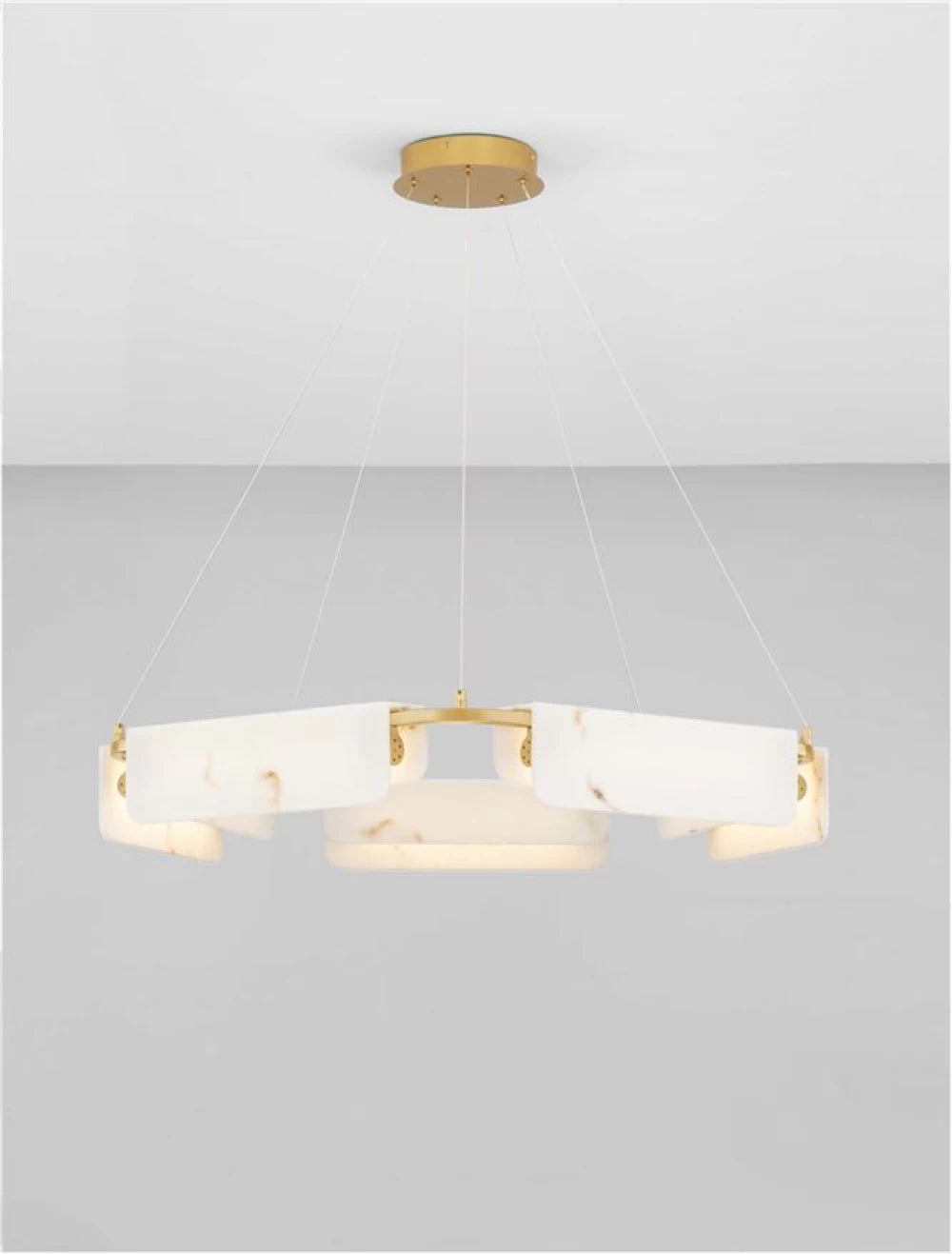 Lustra din Metal Alama si Marmura artificiala Alb H130xD93cm IP20 45W 2707lm 3000k Aider