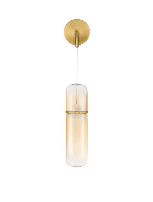 Aplica de perete din Metal Auriu si Sticla Auriu Amber H48xL14cm IP20 7W 490lm 3000k Norma