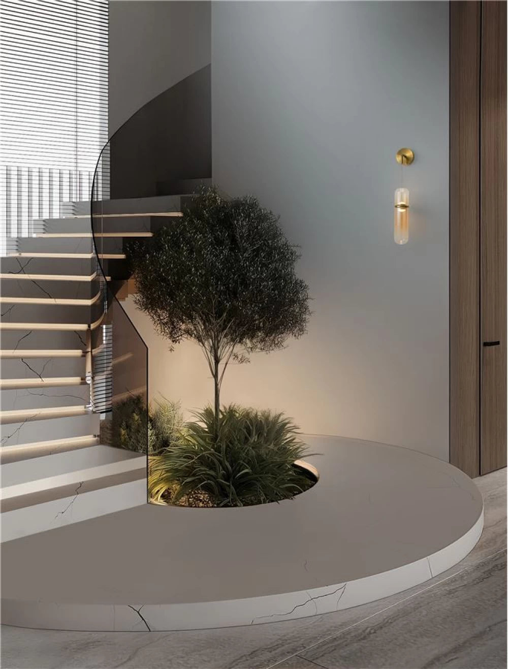 Aplica de perete din Metal Auriu si Sticla Auriu Amber H48xL14cm IP20 7W 490lm 3000k Norma