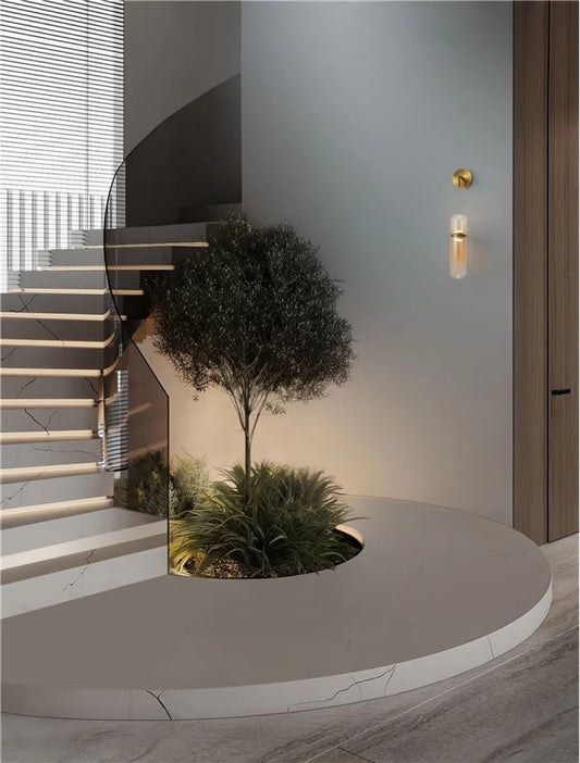 Aplica de perete din Metal Auriu si Sticla Auriu Amber H48xL14cm IP20 7W 490lm 3000k Norma