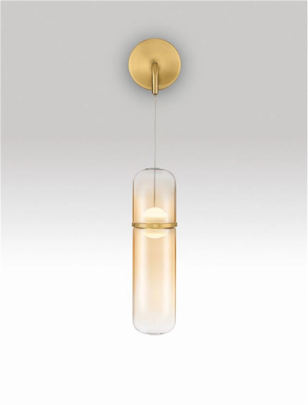 Aplica de perete din Metal Auriu si Sticla Auriu Amber H48xL14cm IP20 7W 490lm 3000k Norma