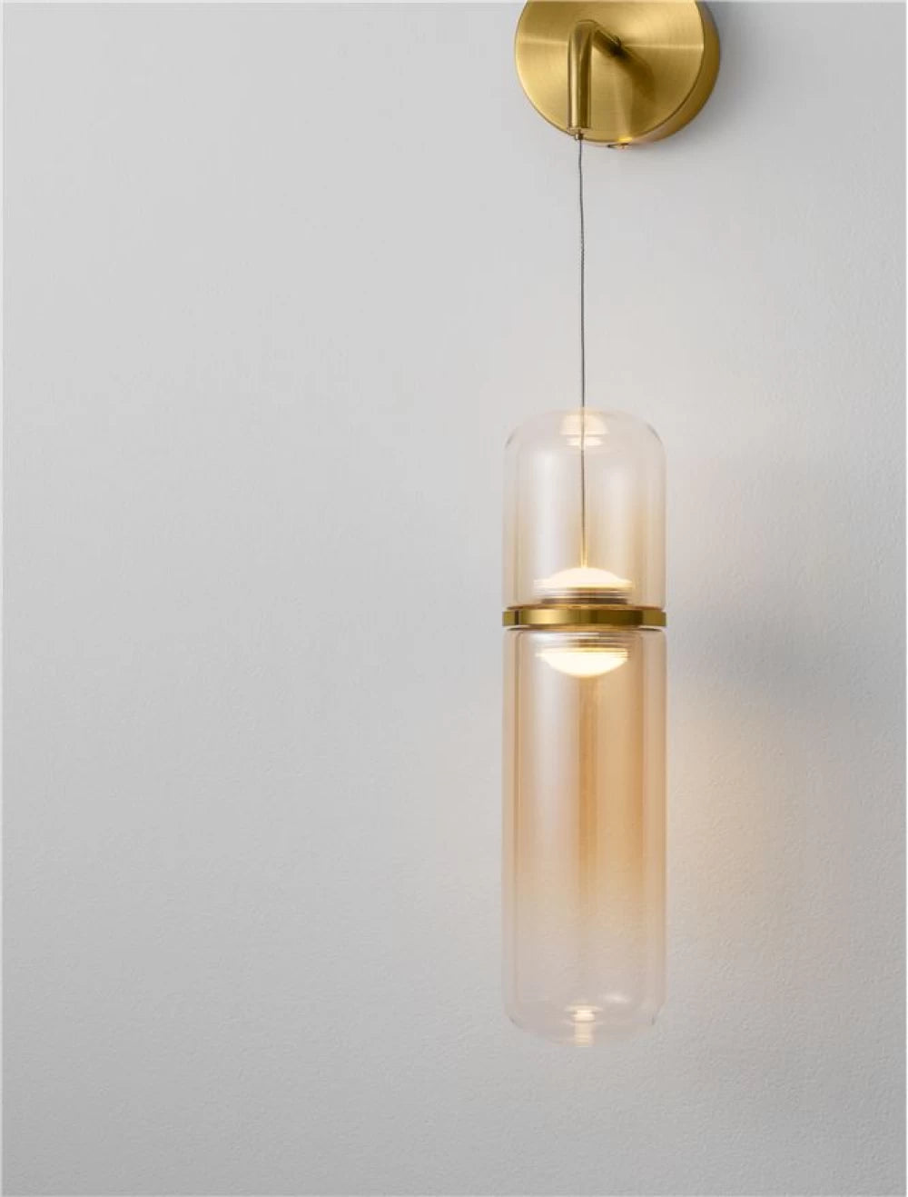 Aplica de perete din Metal Auriu si Sticla Auriu Amber H48xL14cm IP20 7W 490lm 3000k Norma