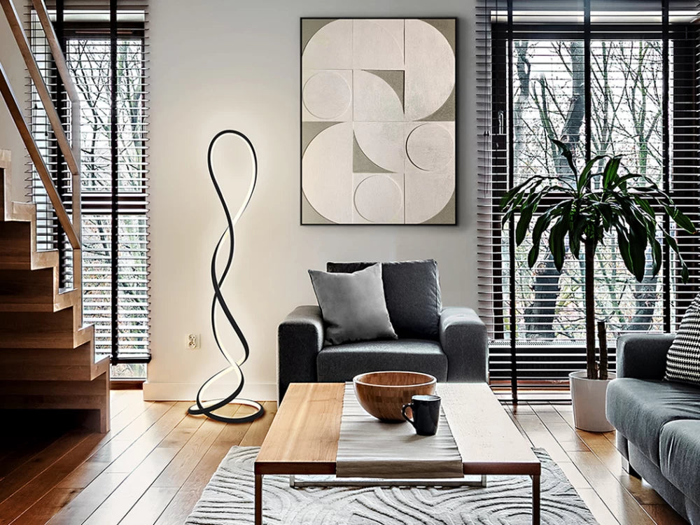 Lampa de podea din Metal Negru H147xD43cm Evania