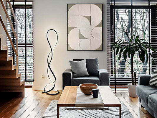 Lampa de podea din Metal Negru H147xD43cm Evania