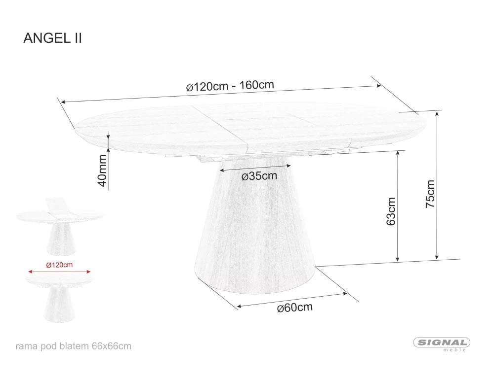 Masa rotunda extensibila din MDF+ Furnir de stejar D120x75cm Angel II