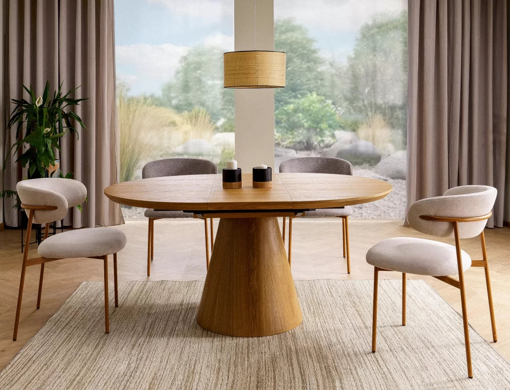 Masa rotunda extensibila din MDF+ Furnir de stejar D120x75cm Angel II