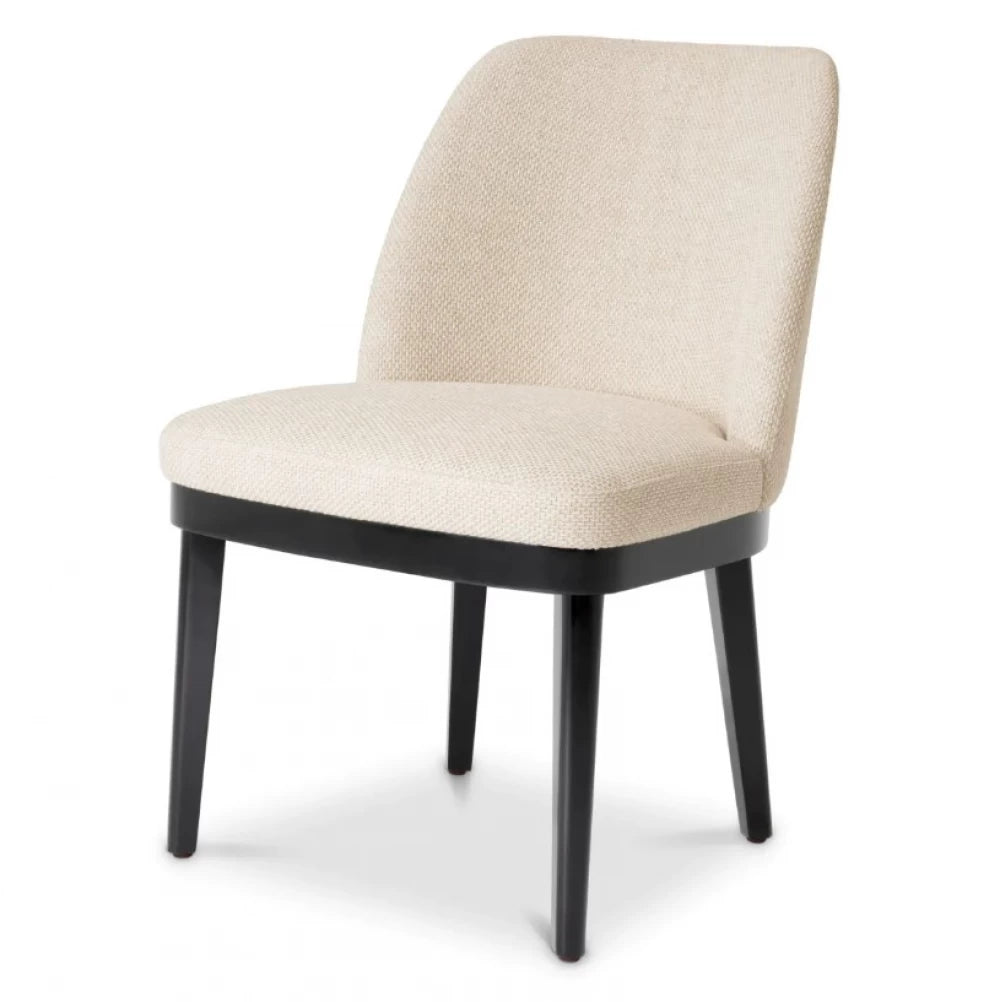Scaun tapitat cu Stofa Pausa natural Bej cu picioare Negre H79xL57xA62cm Costa Eichholtz