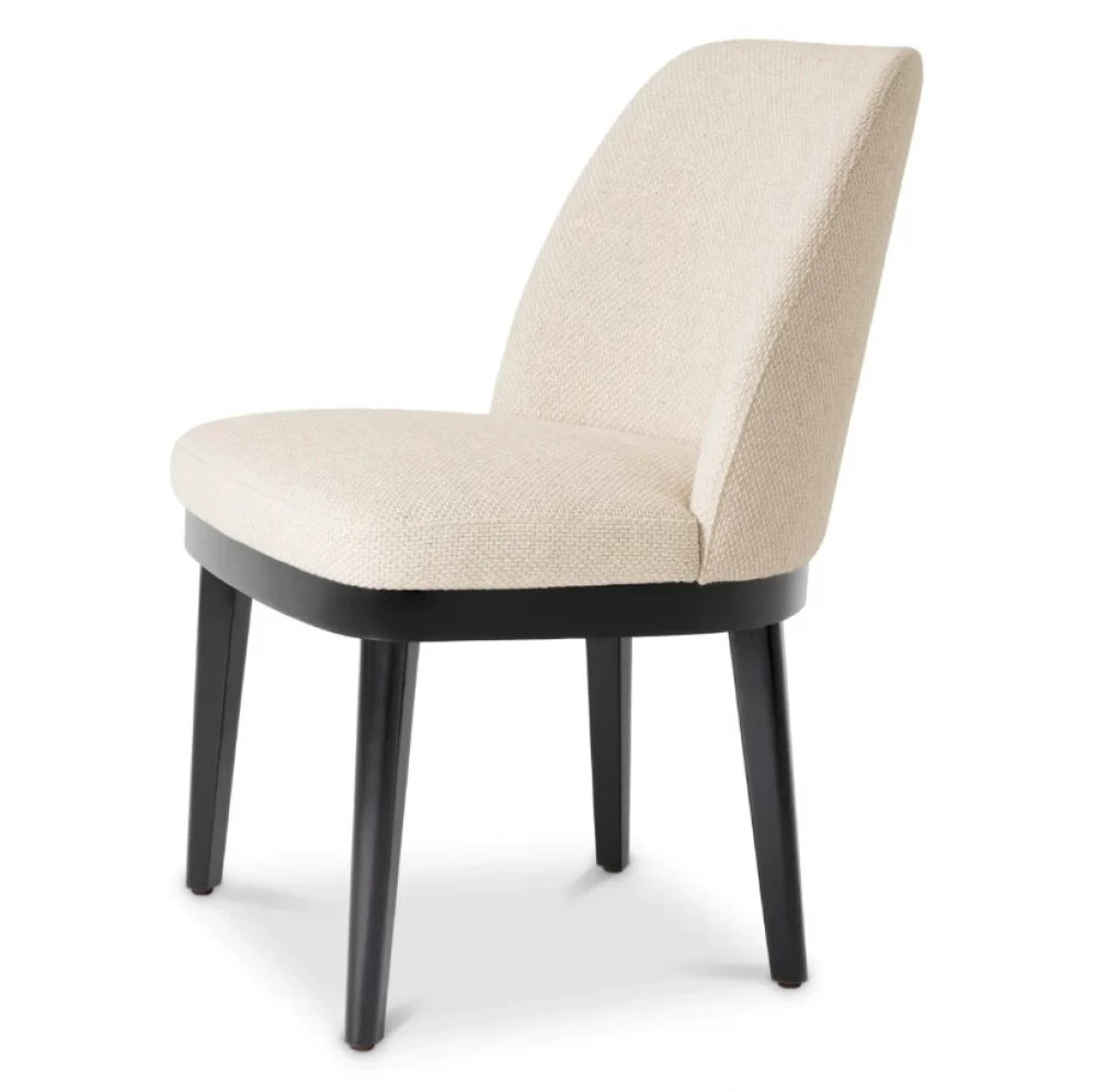 Scaun tapitat cu Stofa Pausa natural Bej cu picioare Negre H79xL57xA62cm Costa Eichholtz