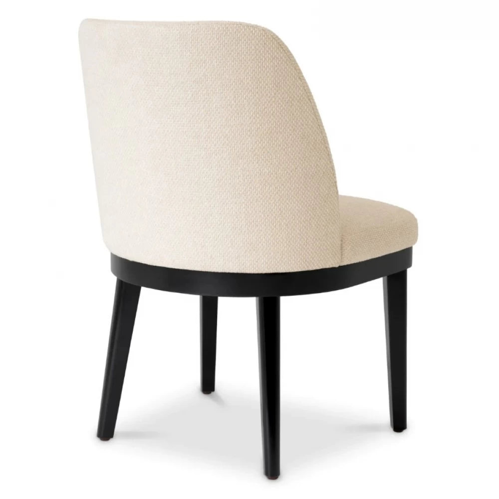 Scaun tapitat cu Stofa Pausa natural Bej cu picioare Negre H79xL57xA62cm Costa Eichholtz