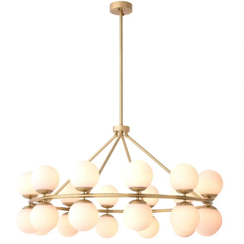 Candelabru din Metal Alama si Sticla Alb H115xD65cm Hutchinson Eichholtz