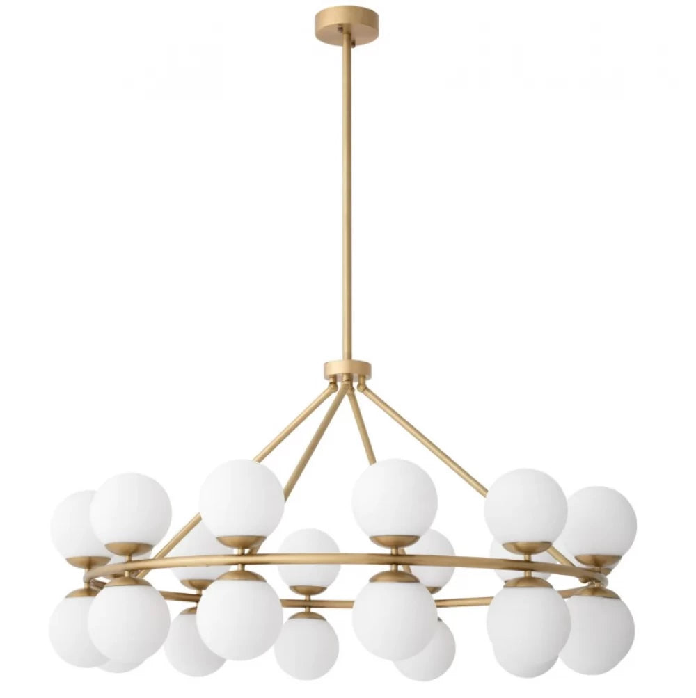 Candelabru din Metal Alama si Sticla Alb H115xD65cm Hutchinson Eichholtz