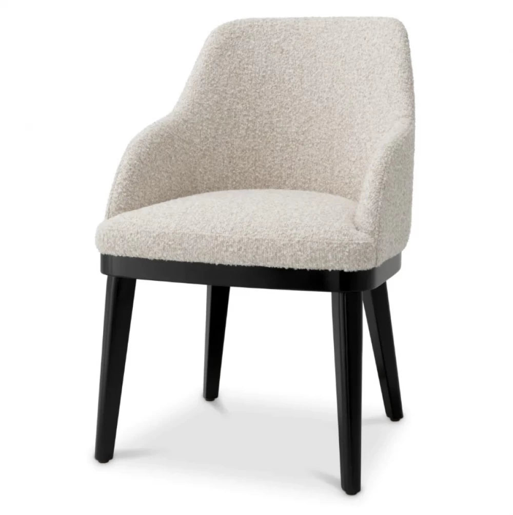 Scaun cu brate tapitat cu Stofa Kempton Bej cu picioare Negre H79xL56xA62cm Costa Eichholtz