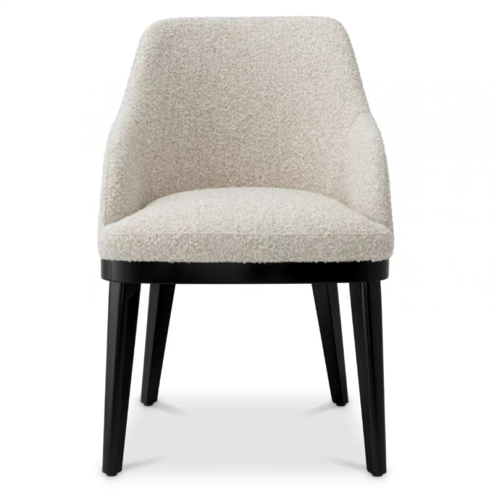Scaun cu brate tapitat cu Stofa Kempton Bej cu picioare Negre H79xL56xA62cm Costa Eichholtz