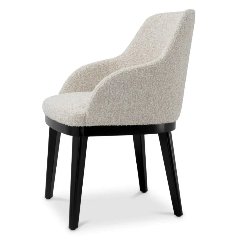Scaun cu brate tapitat cu Stofa Kempton Bej cu picioare Negre H79xL56xA62cm Costa Eichholtz