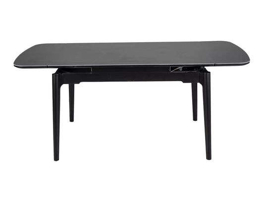 Masa extensibila cu blat din Ceramica cu efect de marmura Negru mat cu picioare din Lemn Negru mat L120-180cm Sento
