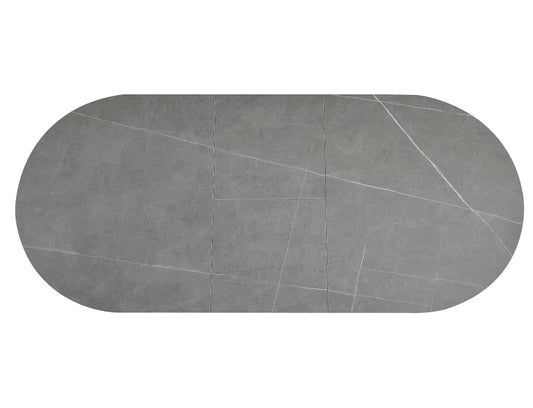 Masa extensibila cu blat din Ceramica Gri mat cu picioare din Metal Negru mat L140-180cm Gaston